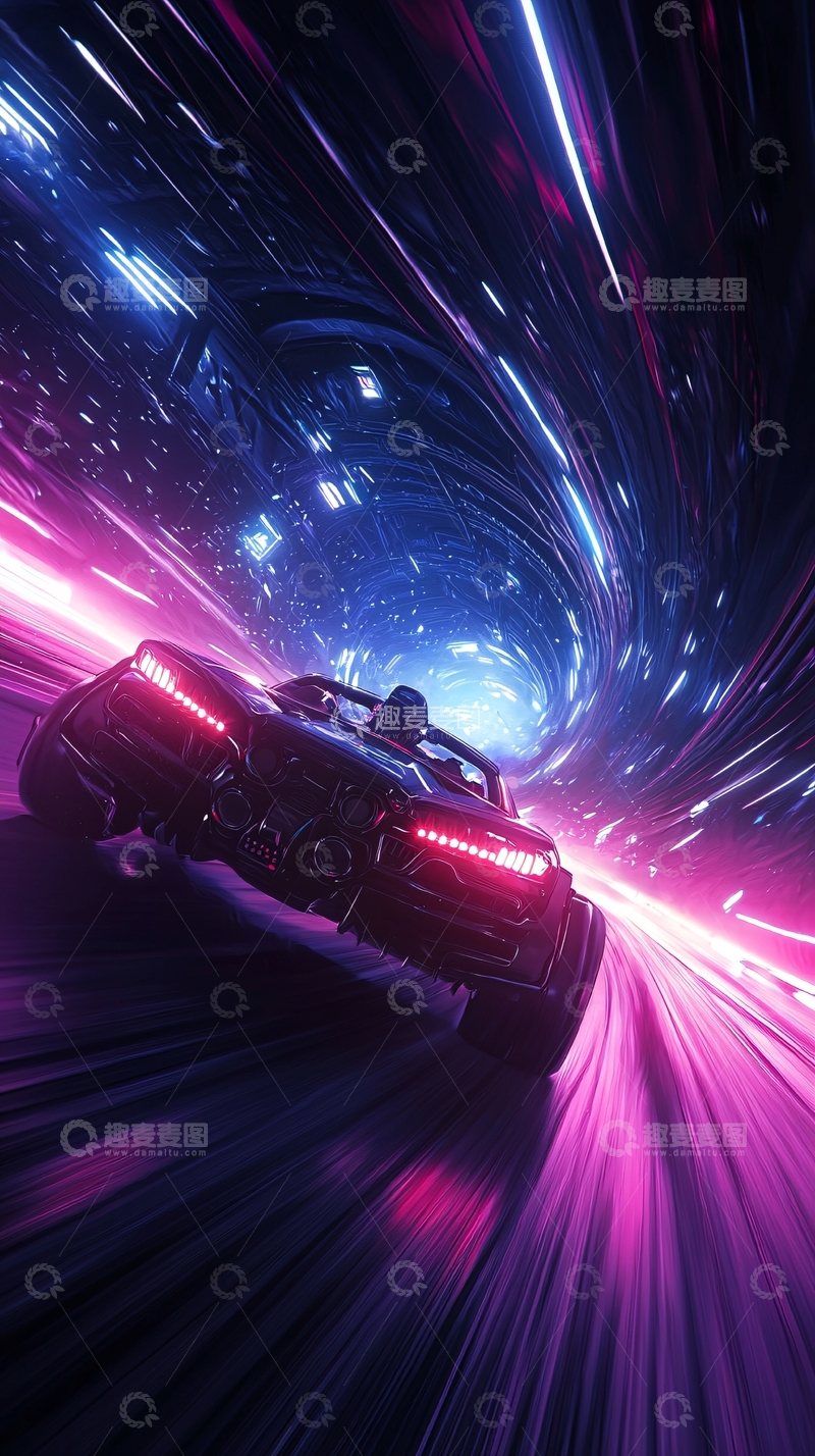 高清大图下载【趣麦麦图】未来科技隧道赛车速度