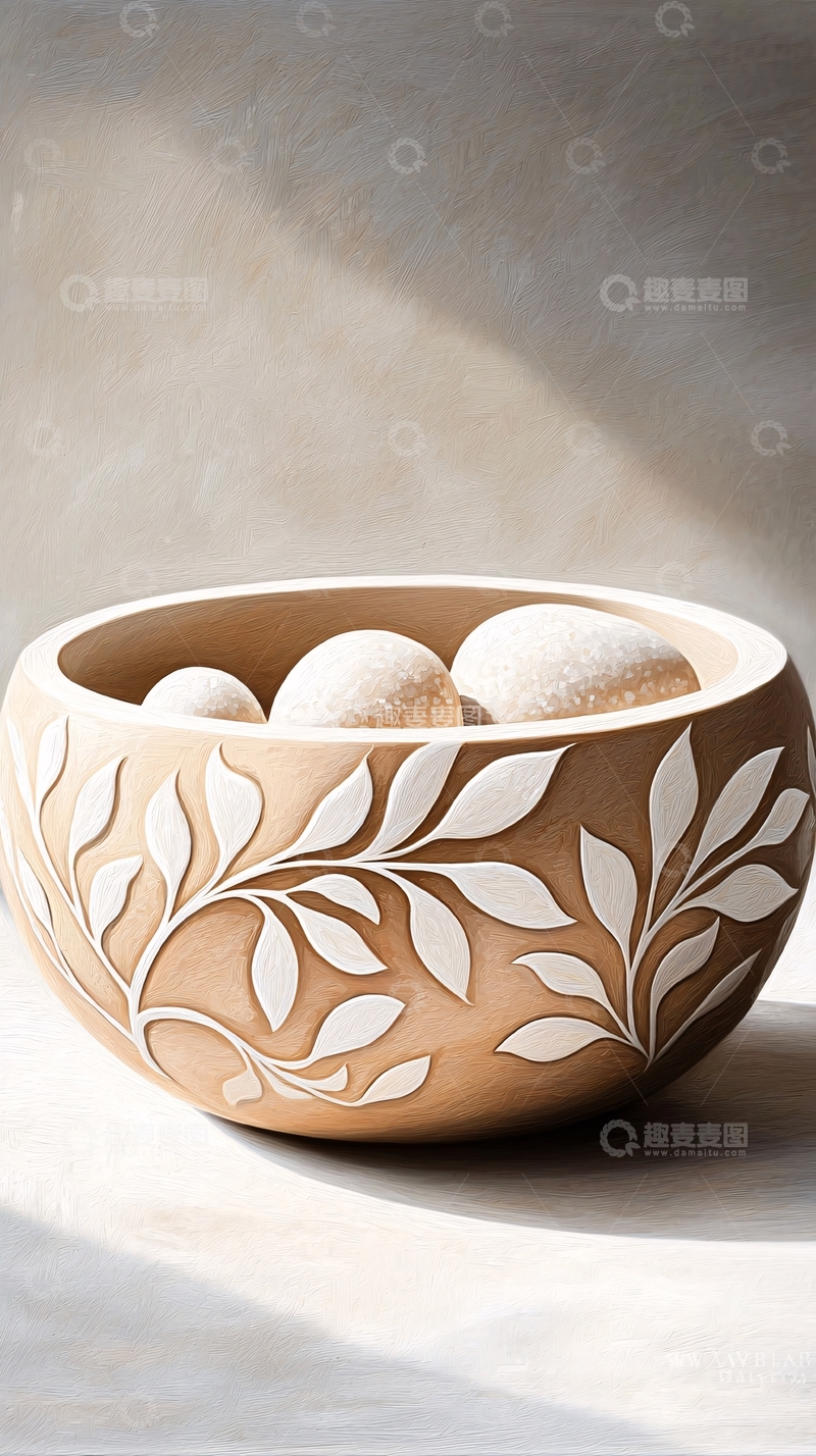 高清大图下载【趣麦麦图】木碗与石头的艺术装饰