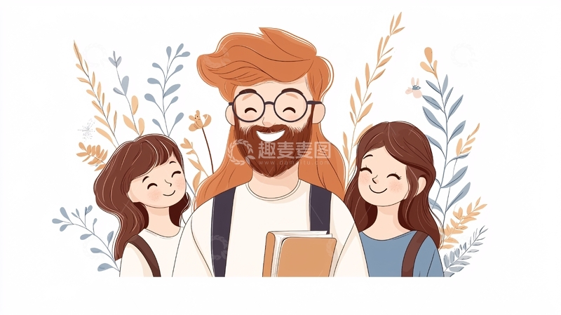 高清大图下载【趣麦麦图】温馨家庭插画2