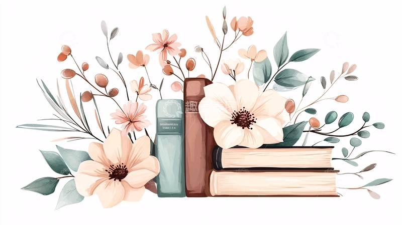 高清大图下载【趣麦麦图】书籍与花卉的艺术插画