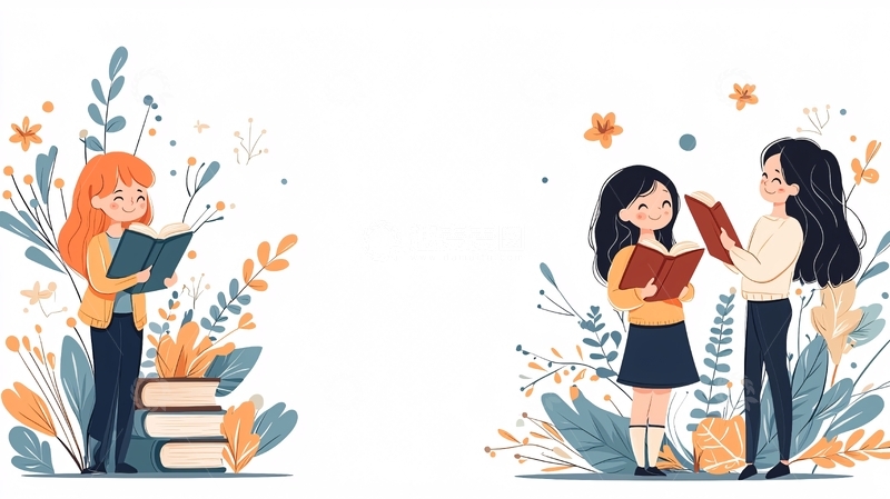 高清大图下载【趣麦麦图】阅读时光的朋友插画