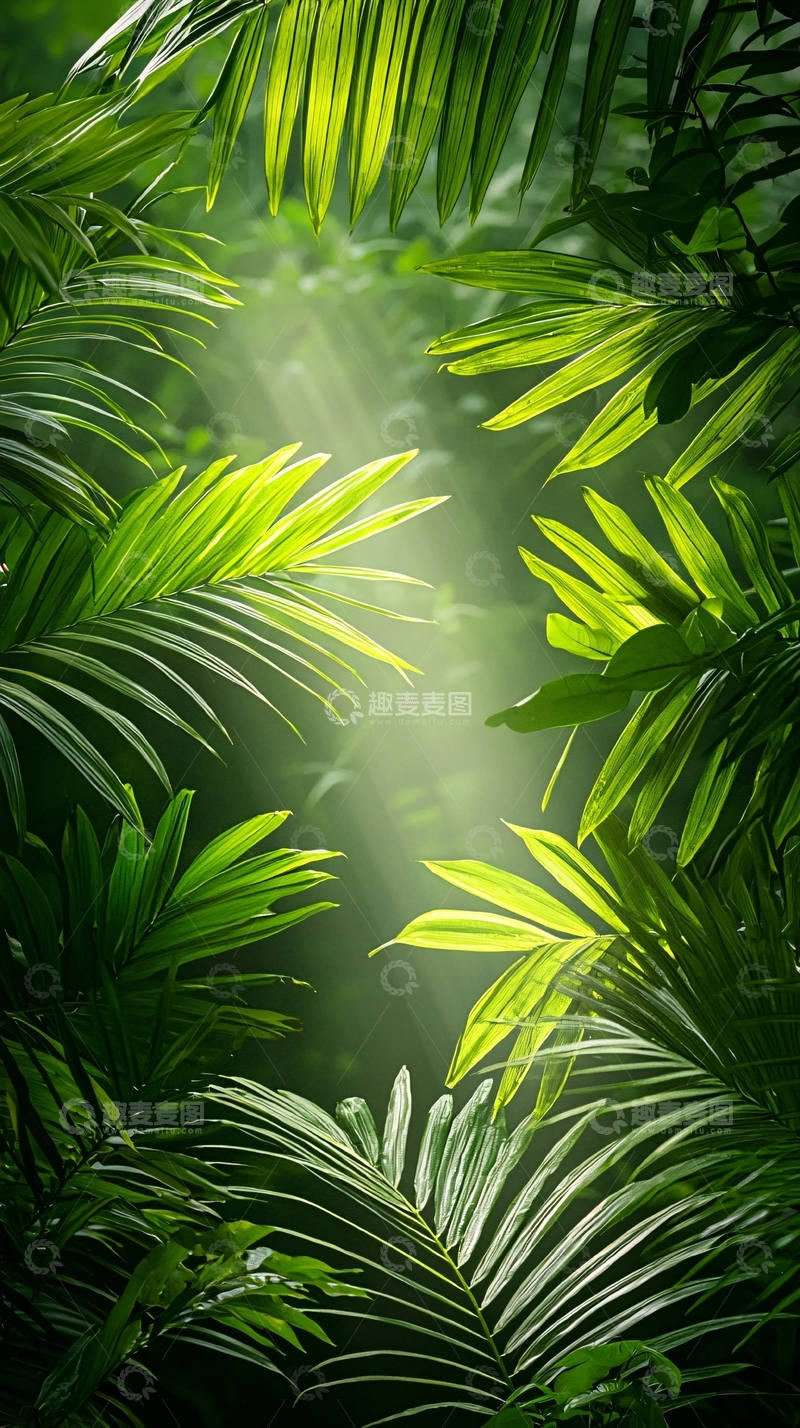 高清大图下载【趣麦麦图】热带雨林阳光穿透树叶