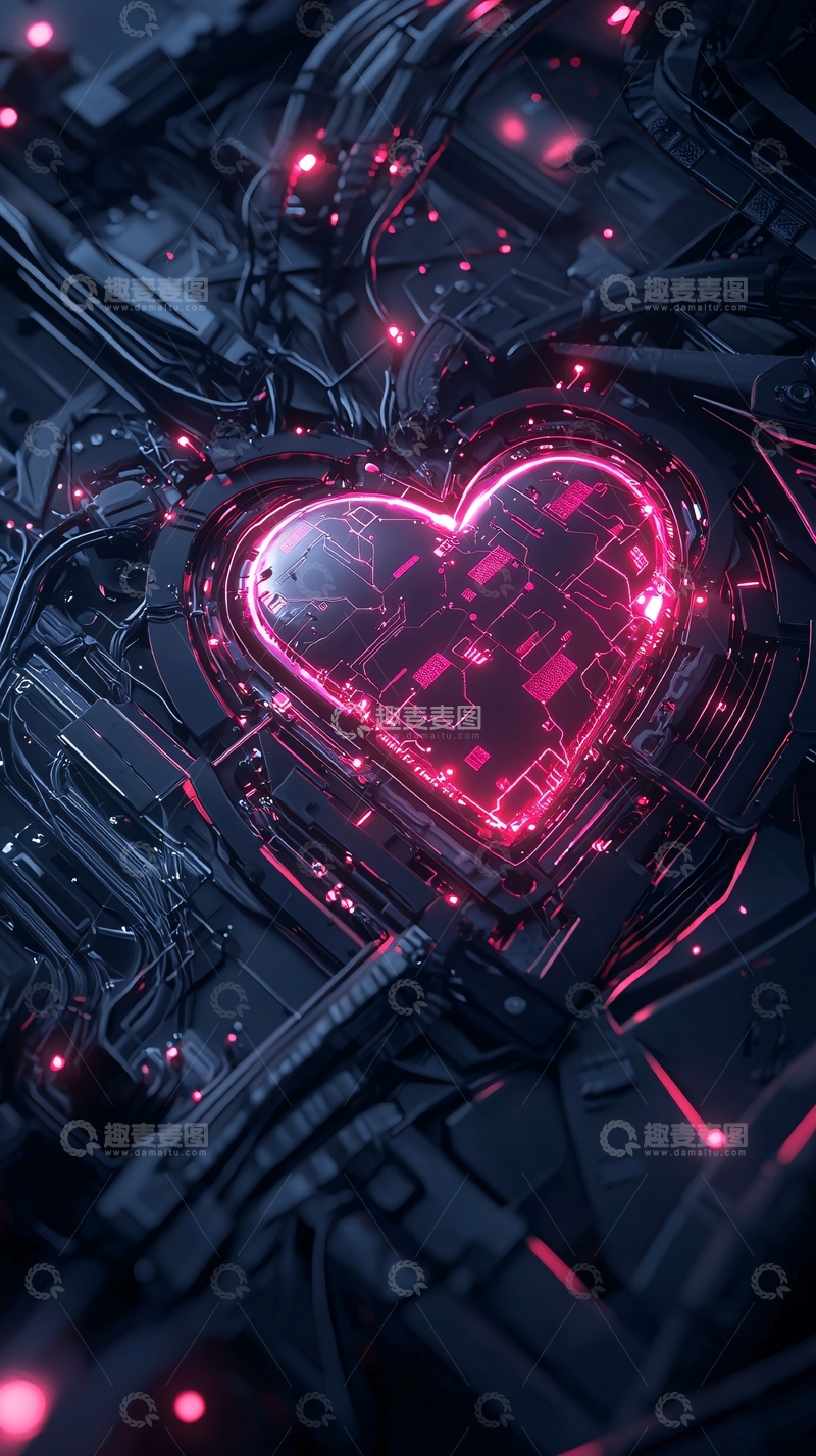 高清大图下载【趣麦麦图】未来科技心形电路板