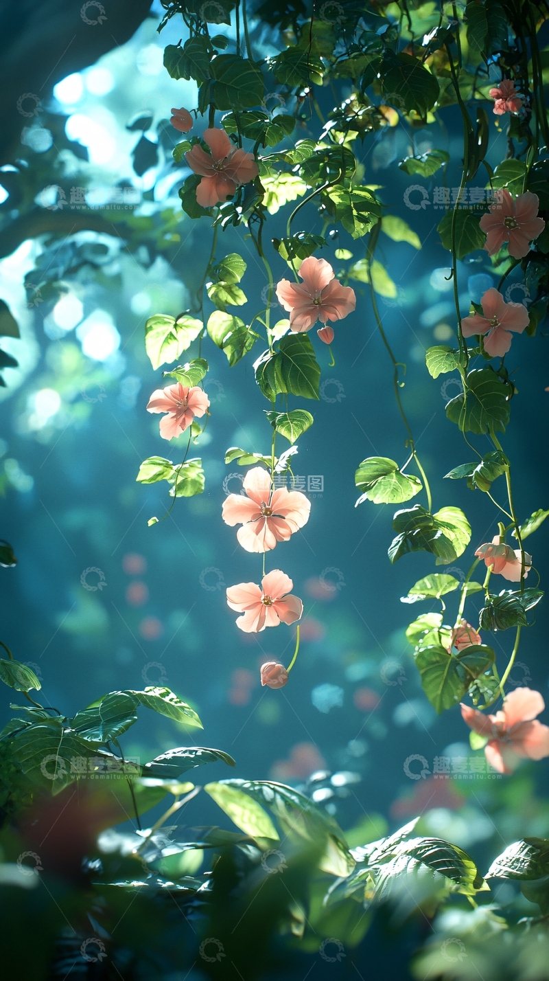 高清大图下载【趣麦麦图】阳光下的藤蔓花卉