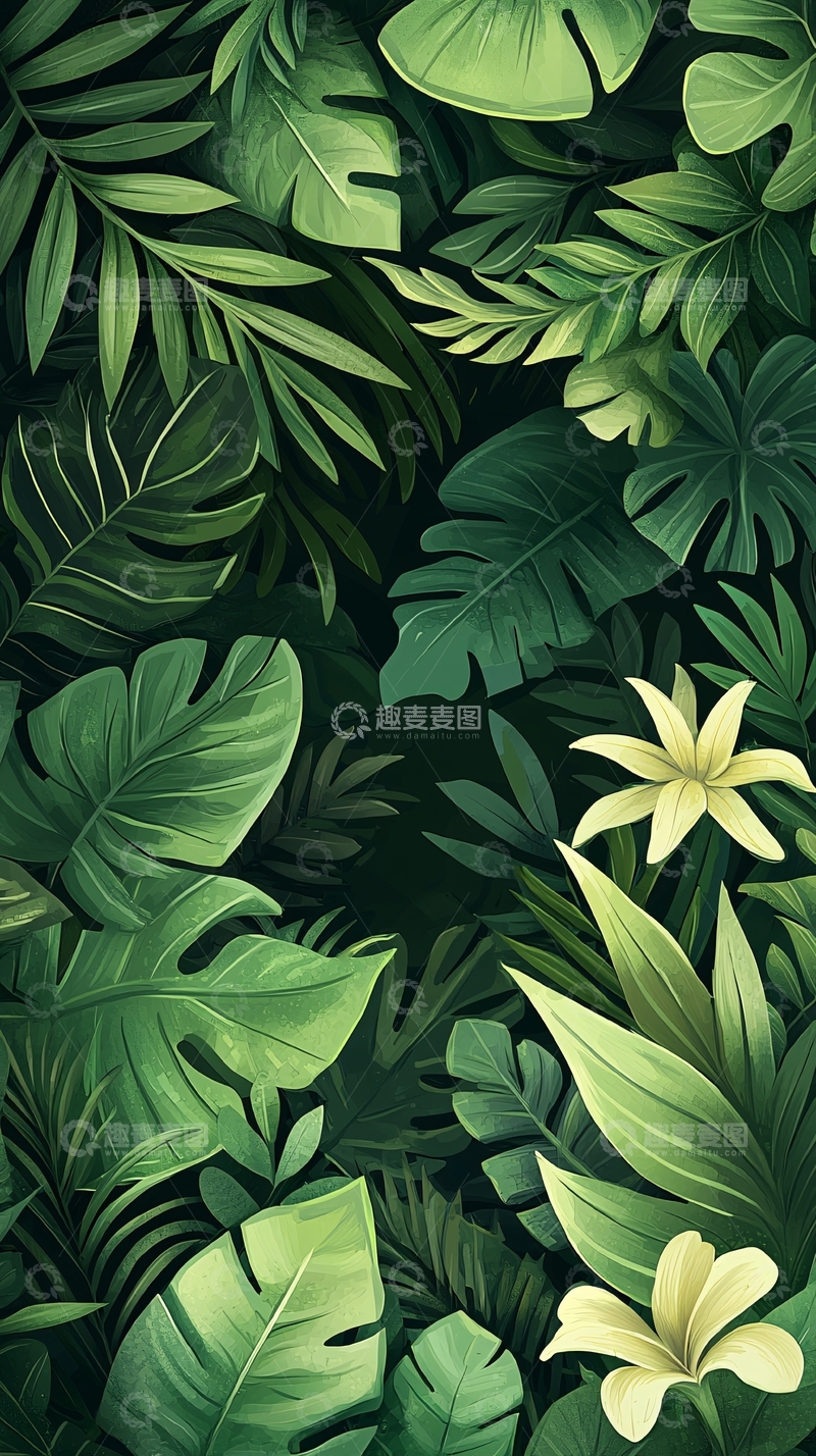 高清大图下载【趣麦麦图】热带雨林植物背景图