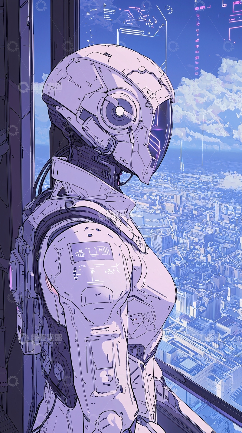高清大图下载【趣麦麦图】未来城市中的机器人