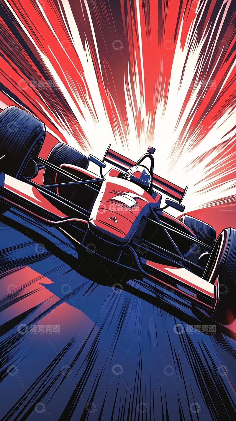 高清大图下载【趣麦麦图】赛车速度与激情插画