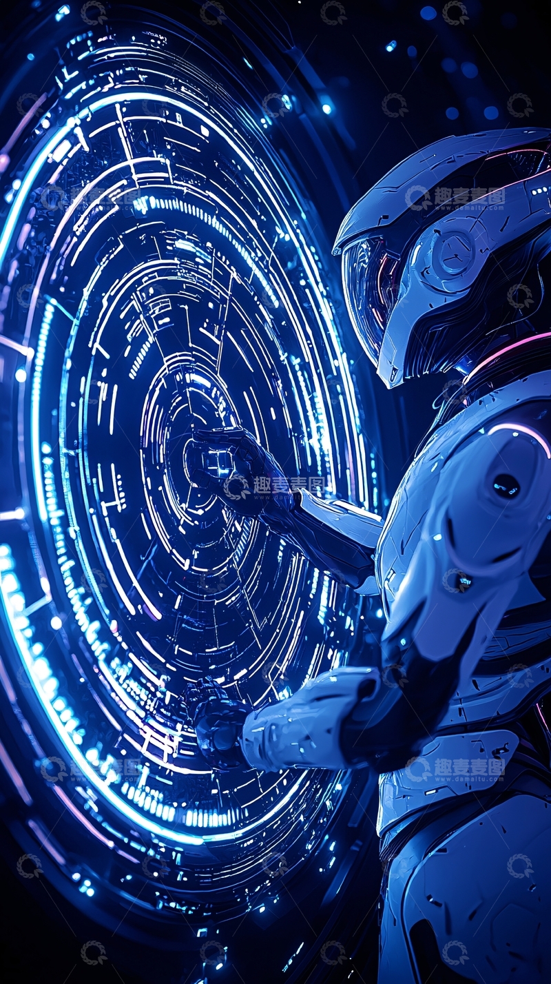 高清大图下载【趣麦麦图】未来科技机器人触碰光圈