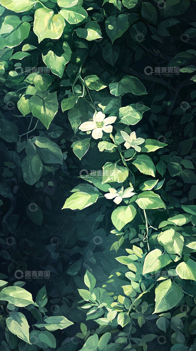 高清大图下载【趣麦麦图】绿色植物花卉背景图