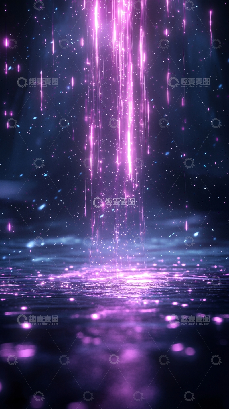 高清大图下载【趣麦麦图】梦幻紫色流星雨背景图