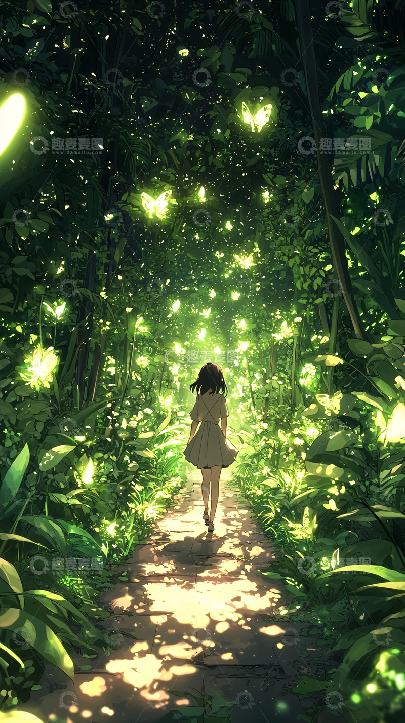 高清大图下载【趣麦麦图】森林中的女孩