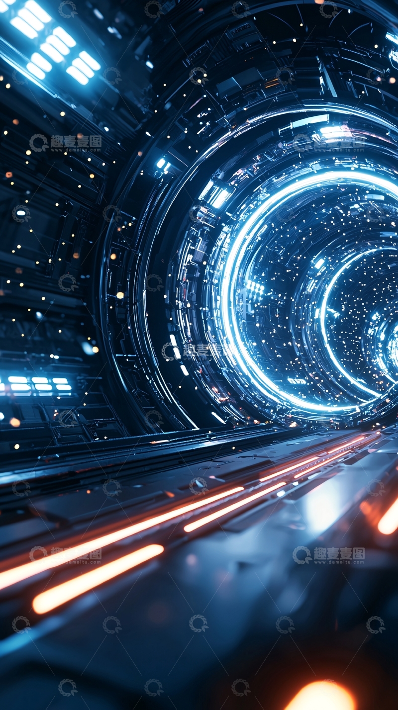 高清大图下载【趣麦麦图】未来科技隧道光影效果