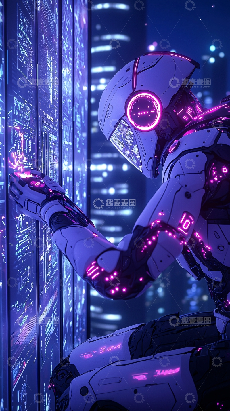 高清大图下载【趣麦麦图】未来机器人与虚拟界面