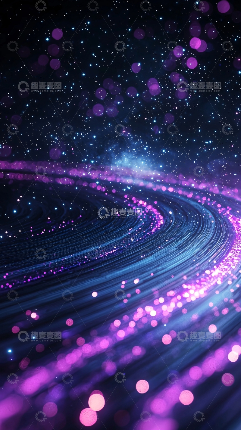 高清大图下载【趣麦麦图】紫色光带星空背景