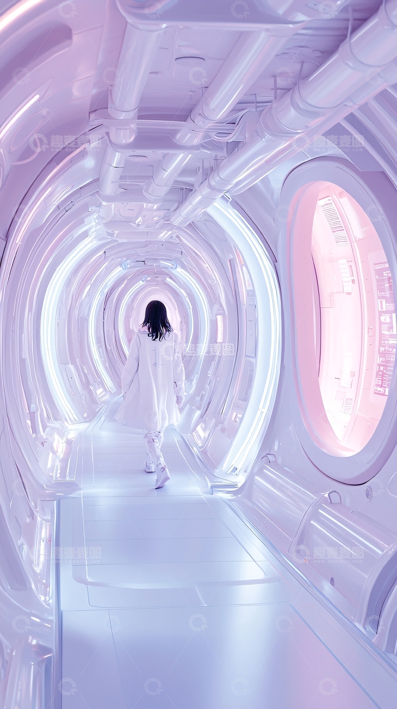 高清大图下载【趣麦麦图】未来科技走廊漫步