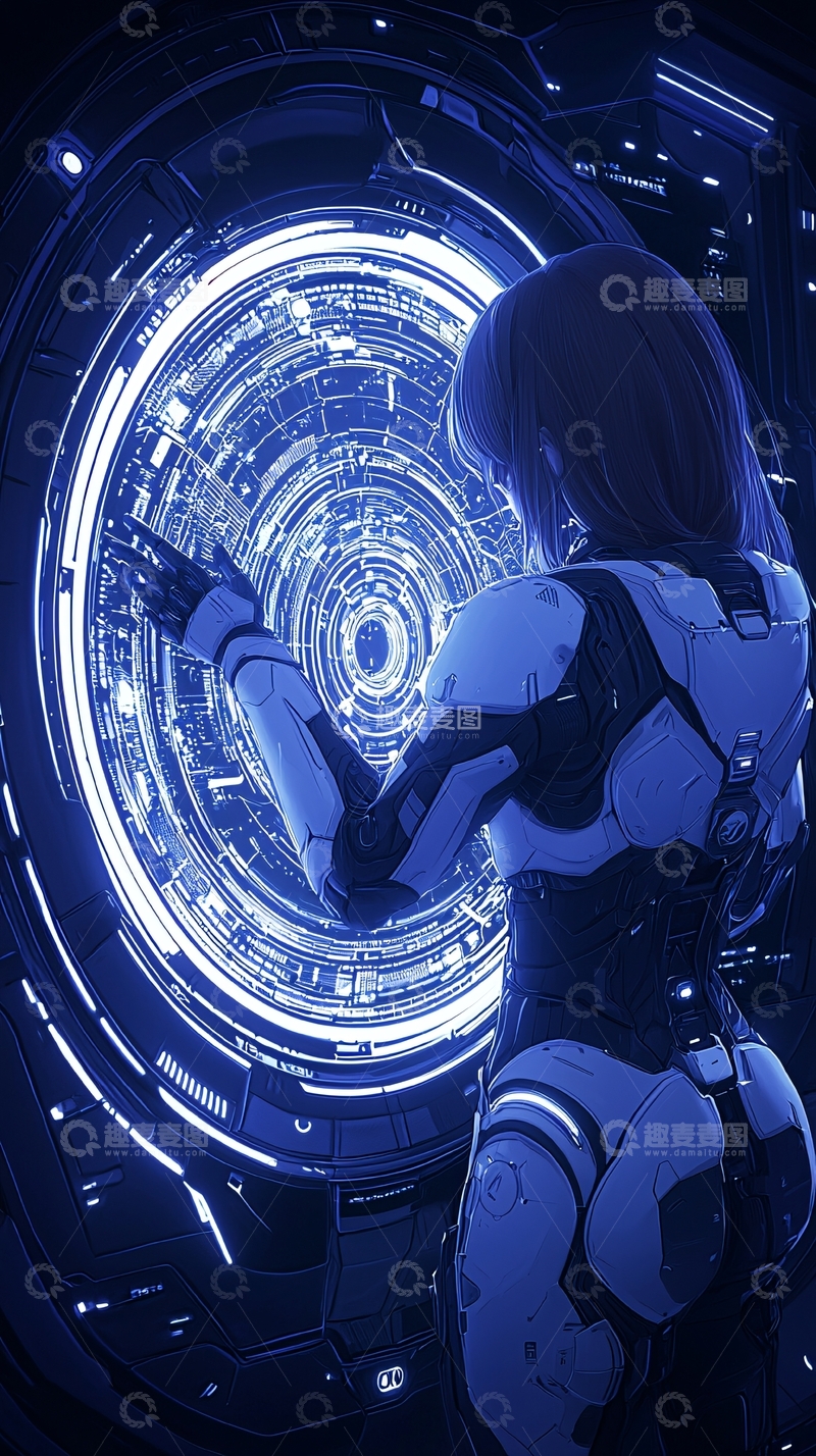 高清大图下载【趣麦麦图】科幻战士与未来科技门