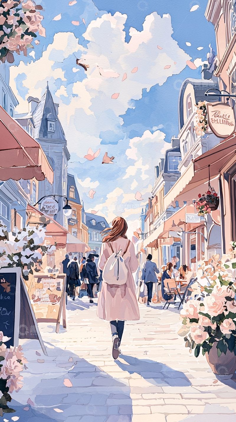 高清大图下载【趣麦麦图】春日小镇漫步