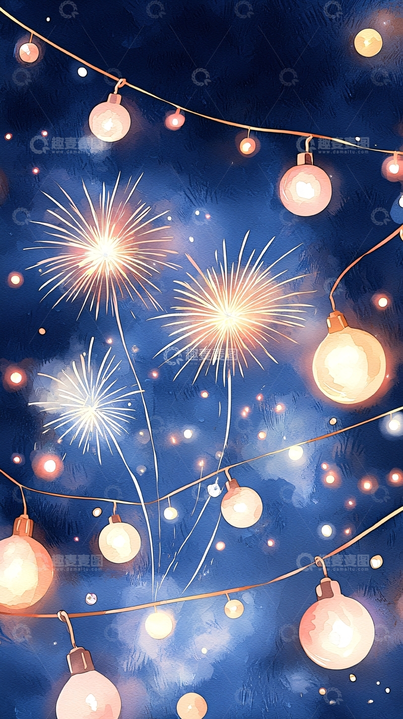 高清大图下载【趣麦麦图】烟花与灯饰夜景