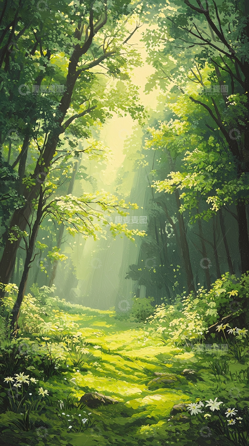 高清大图下载【趣麦麦图】晨光森林小径
