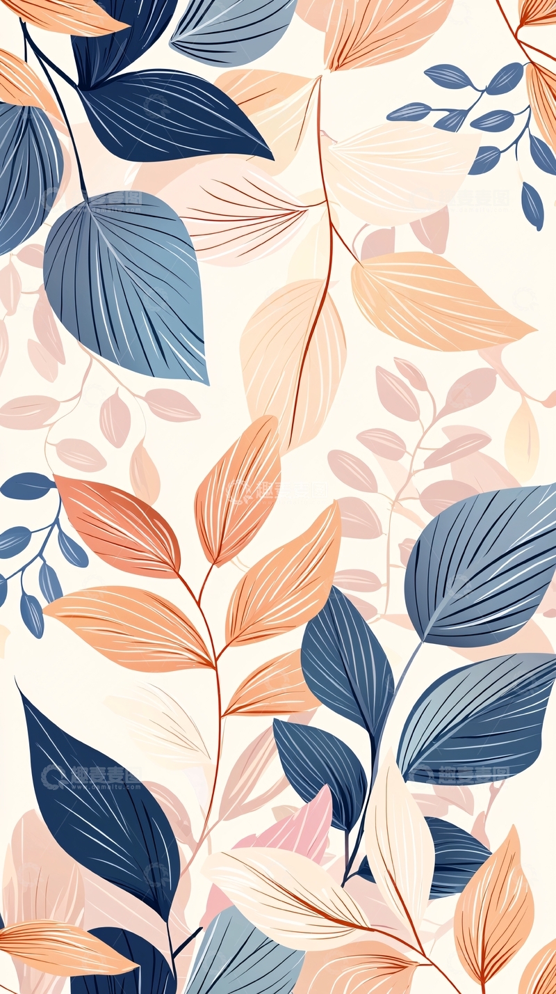 高清大图下载【趣麦麦图】秋日树叶抽象图案背景