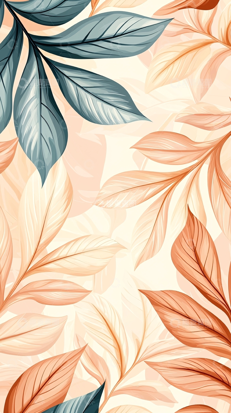 高清大图下载【趣麦麦图】秋日落叶抽象图案背景