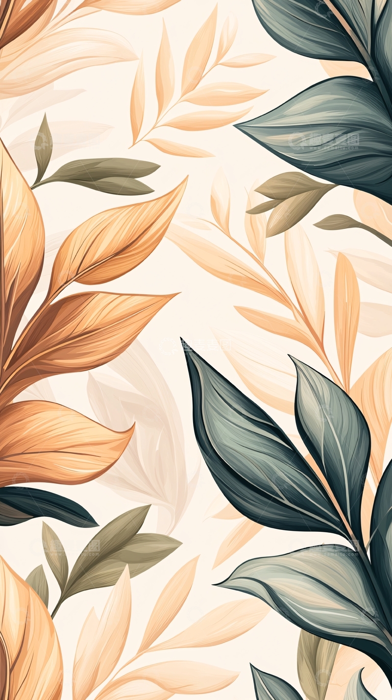 高清大图下载【趣麦麦图】秋日植物叶子图案背景