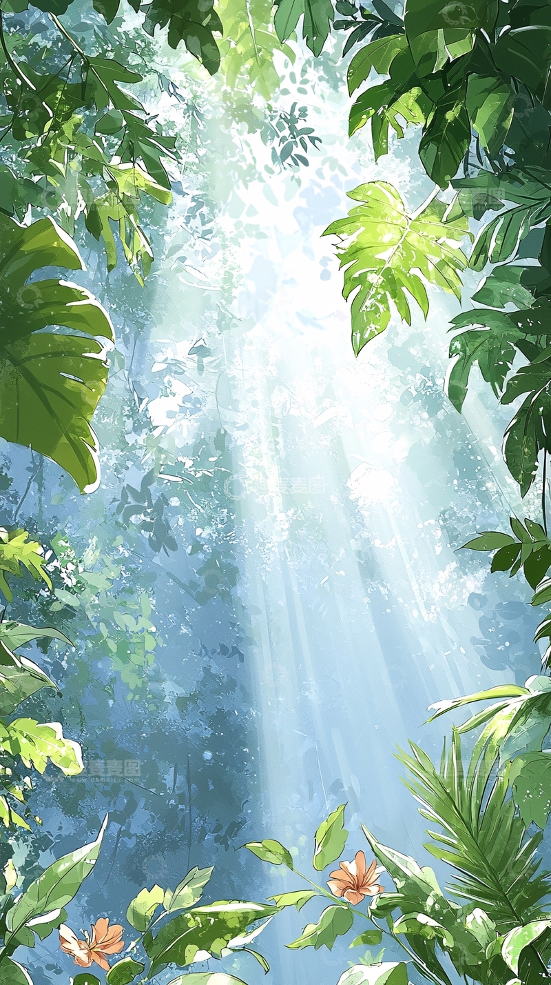 高清大图下载【趣麦麦图】阳光穿透丛林的自然风光