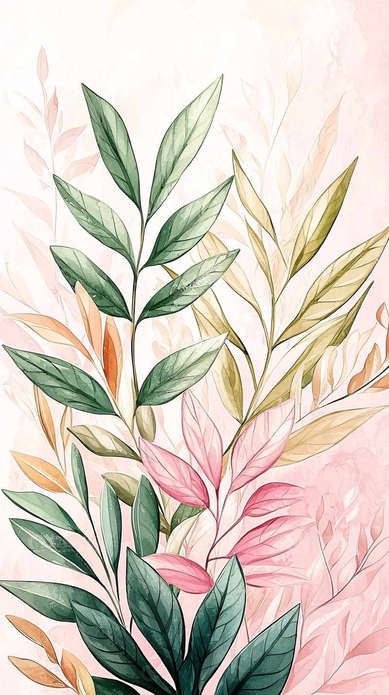 高清大图下载【趣麦麦图】清新植物插画背景图