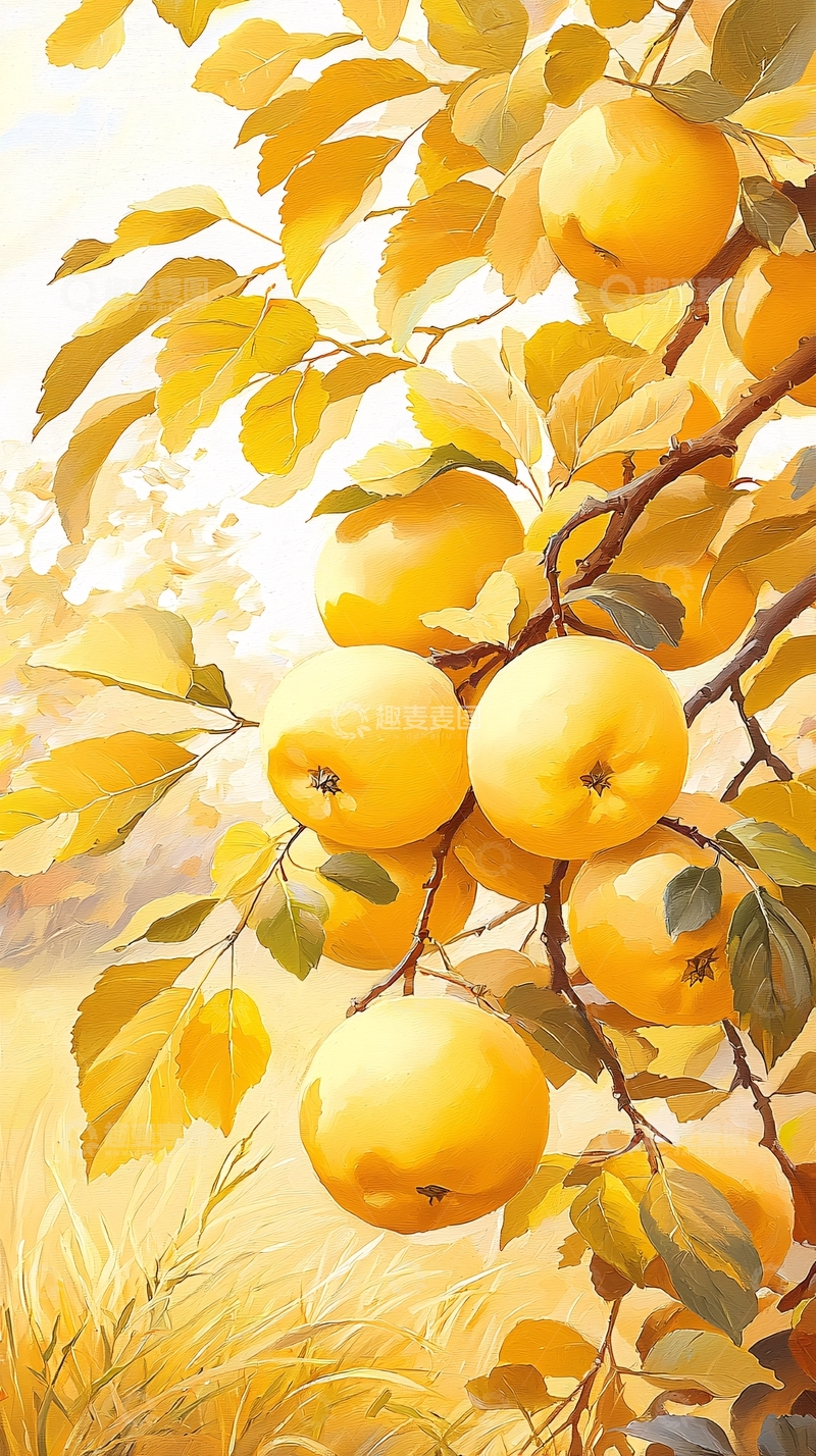 高清大图下载【趣麦麦图】秋日金黄苹果树
