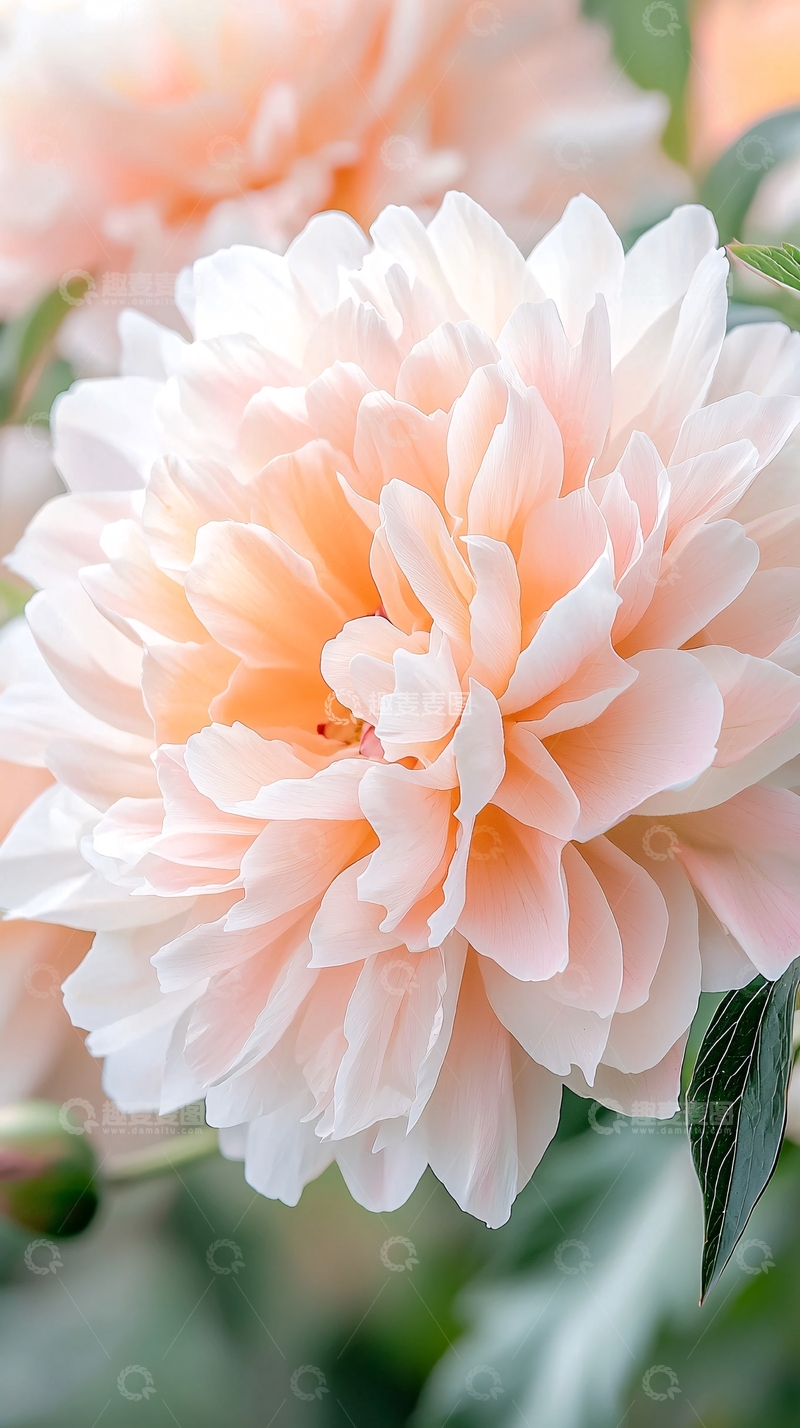 高清大图下载【趣麦麦图】淡雅粉白牡丹花