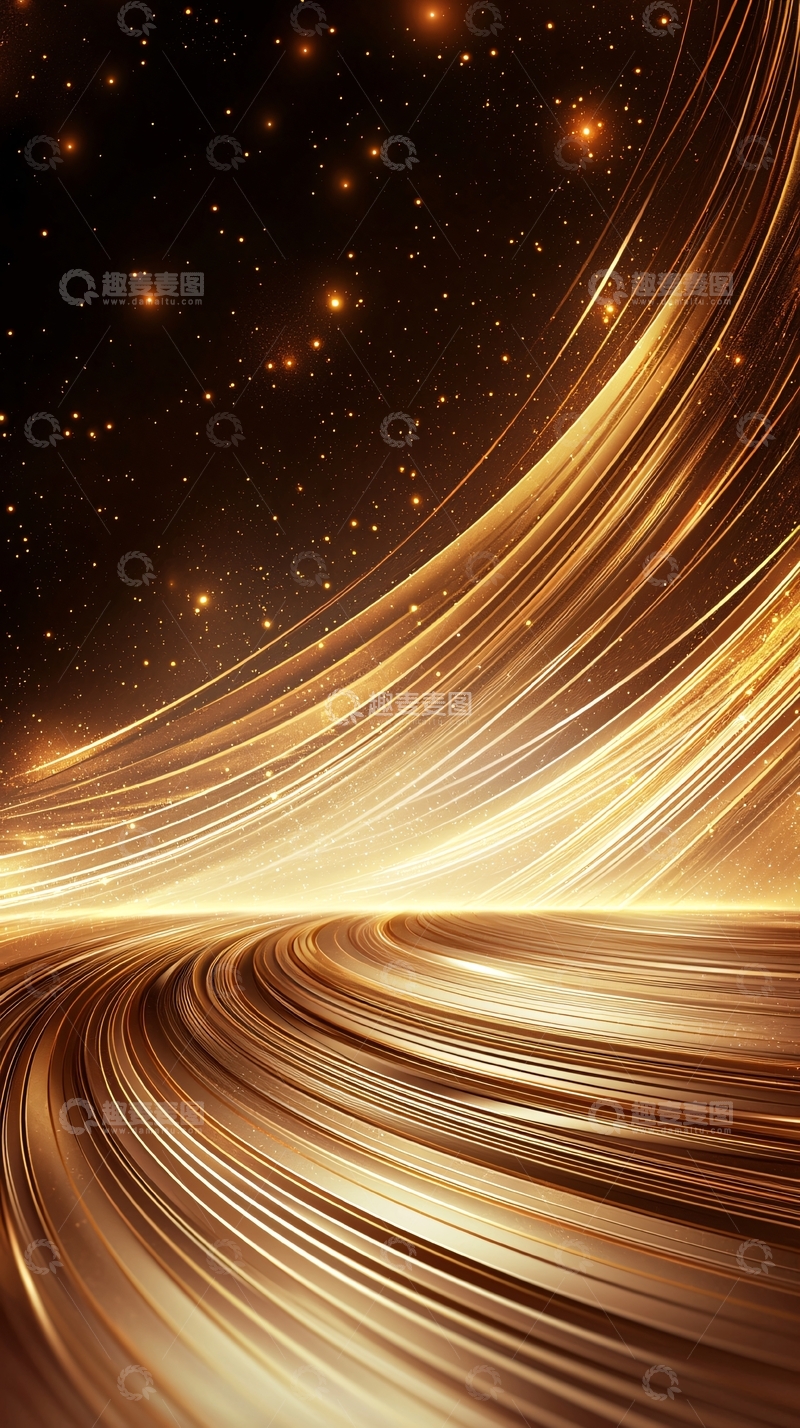 高清大图下载【趣麦麦图】金色光带星空背景