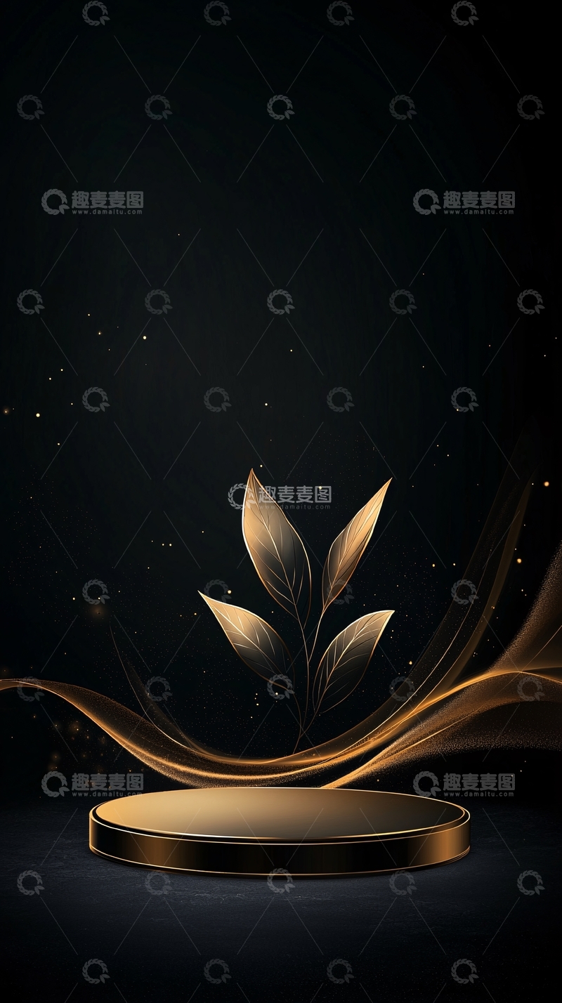 高清大图下载【趣麦麦图】金色奖杯舞台背景素材