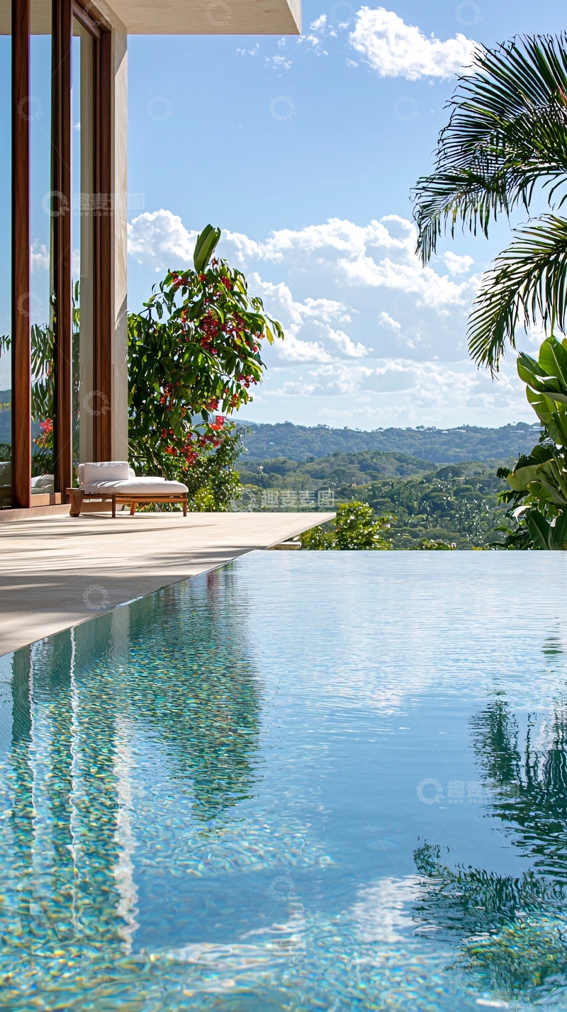 高清大图下载【趣麦麦图】现代泳池边景致