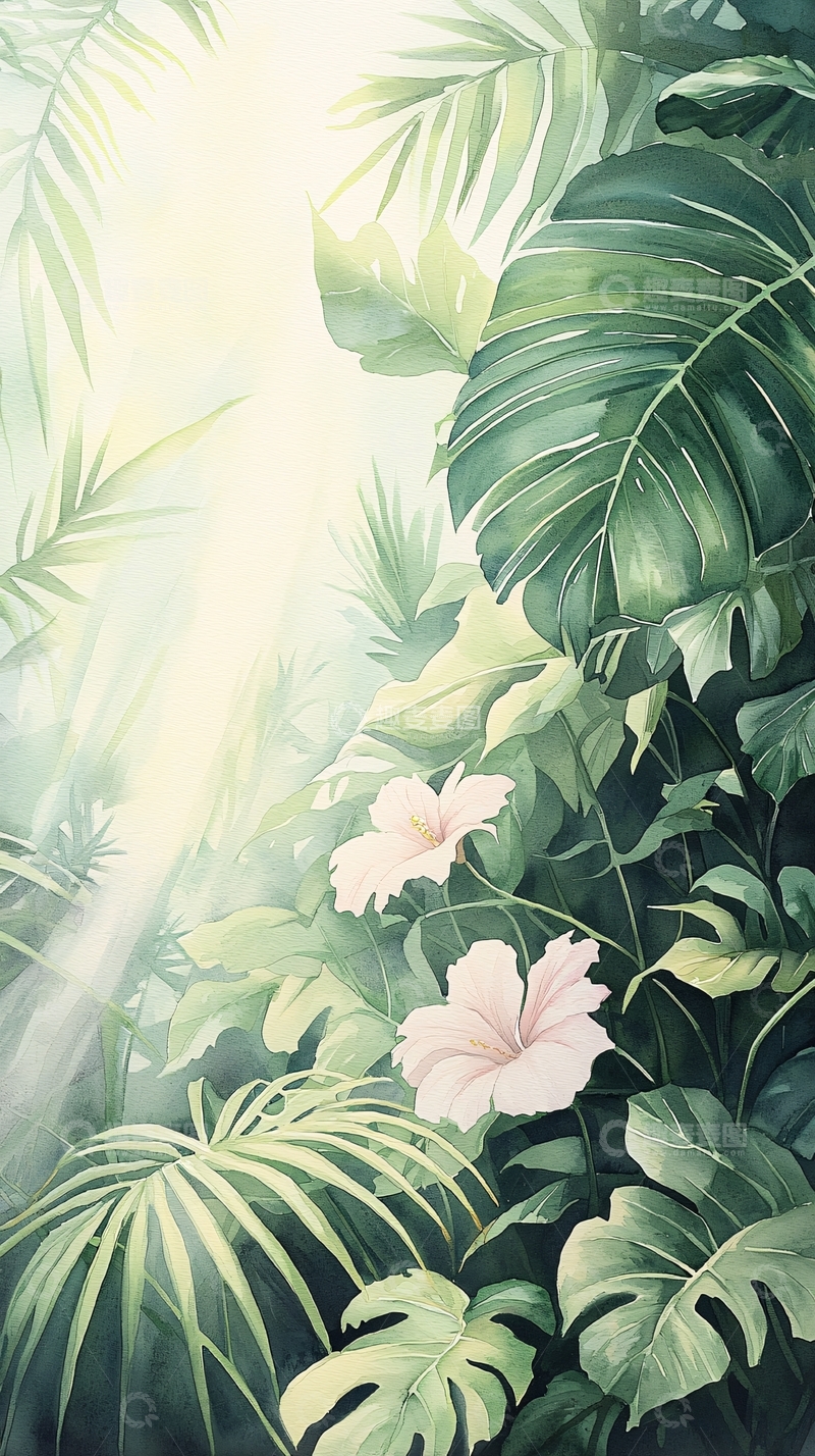 高清大图下载【趣麦麦图】热带雨林阳光下的花朵
