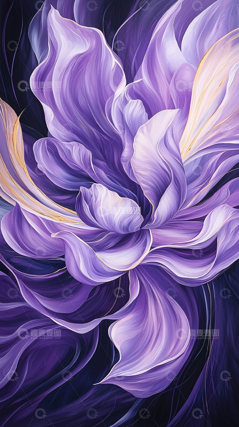 高清大图下载【趣麦麦图】梦幻紫色花朵艺术插画