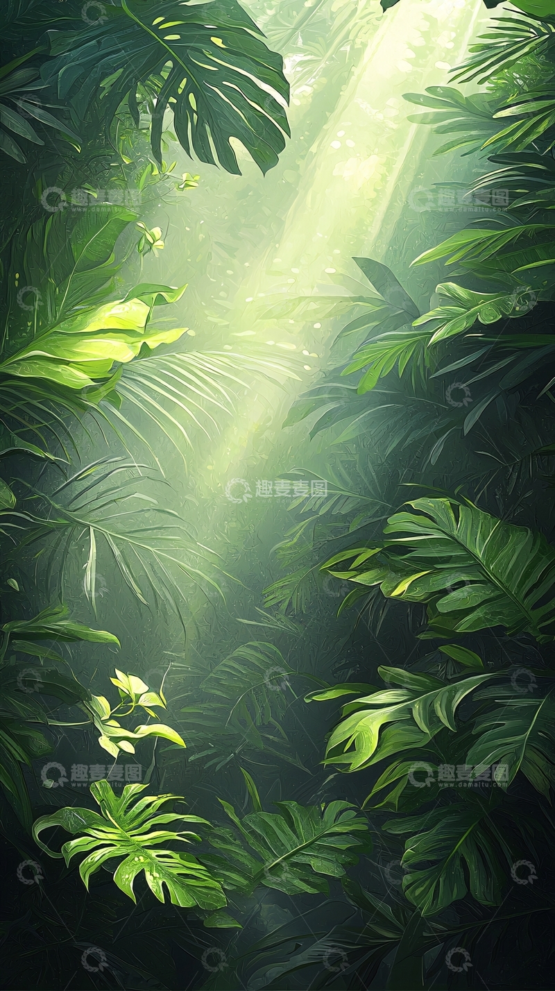 高清大图下载【趣麦麦图】热带雨林光影自然风景