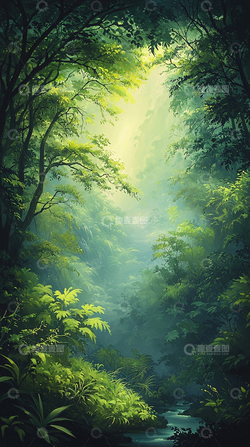 高清大图下载【趣麦麦图】神秘森林中的小溪