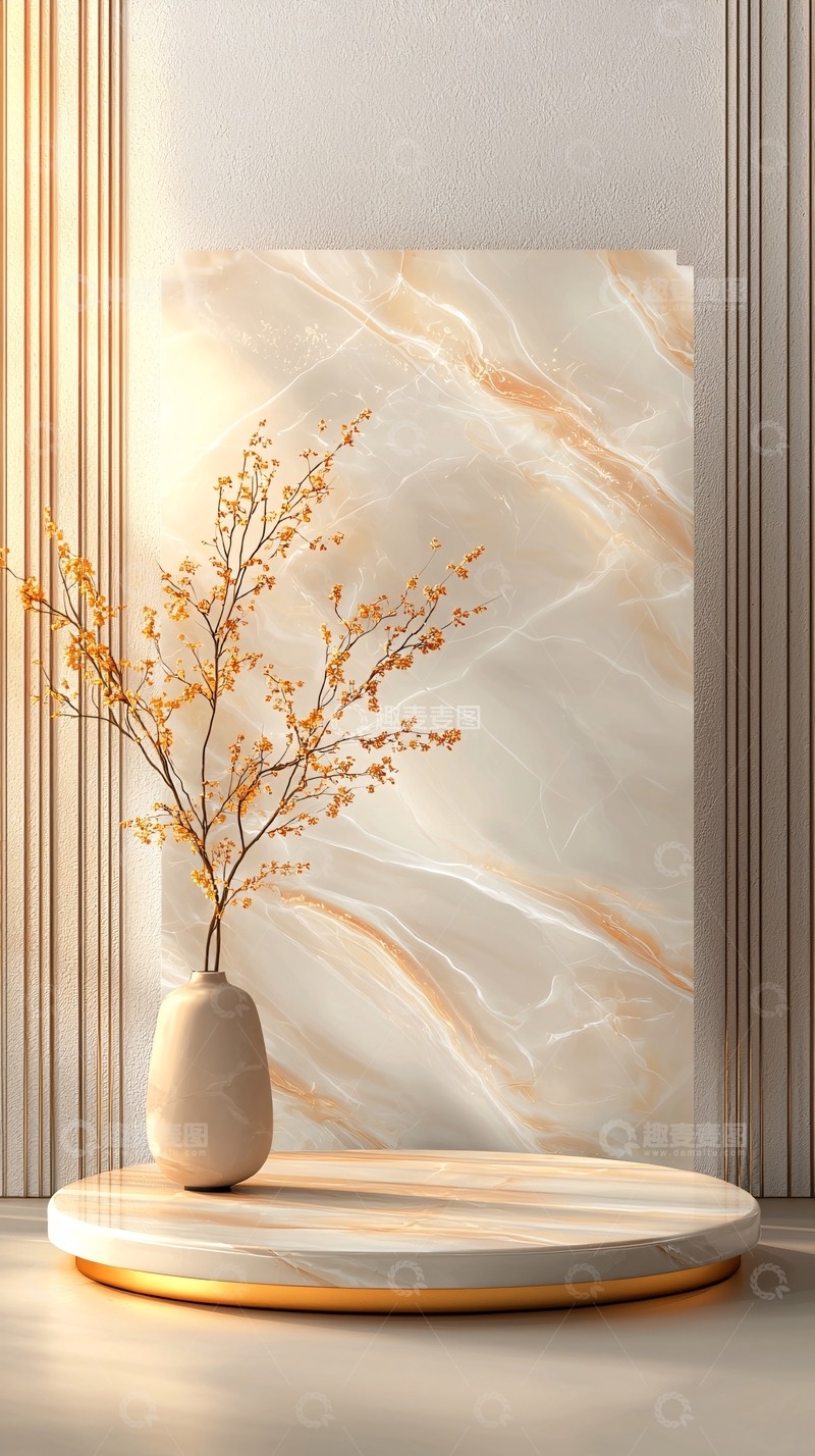 高清大图下载【趣麦麦图】大理石背景花瓶展示架