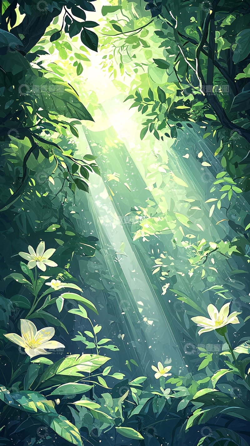 高清大图下载【趣麦麦图】阳光穿透森林的美丽景象