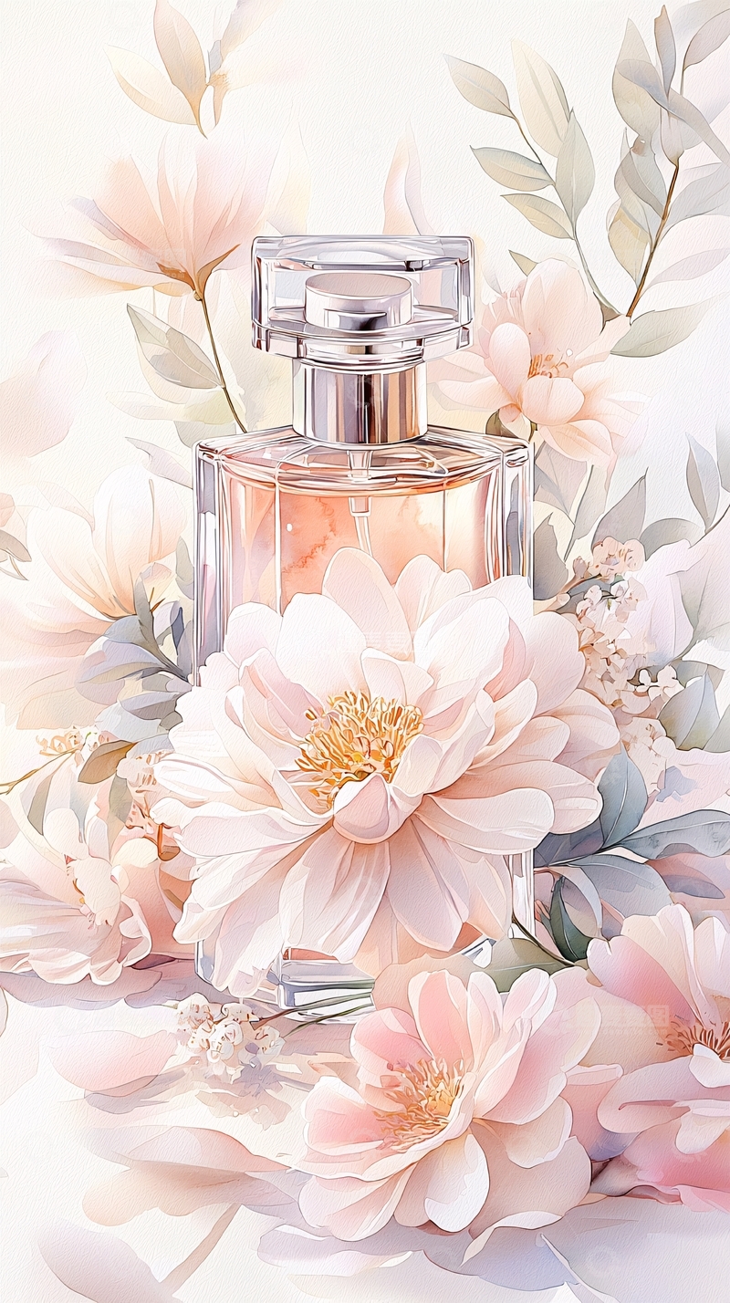 高清大图下载【趣麦麦图】香水与花朵的艺术插画