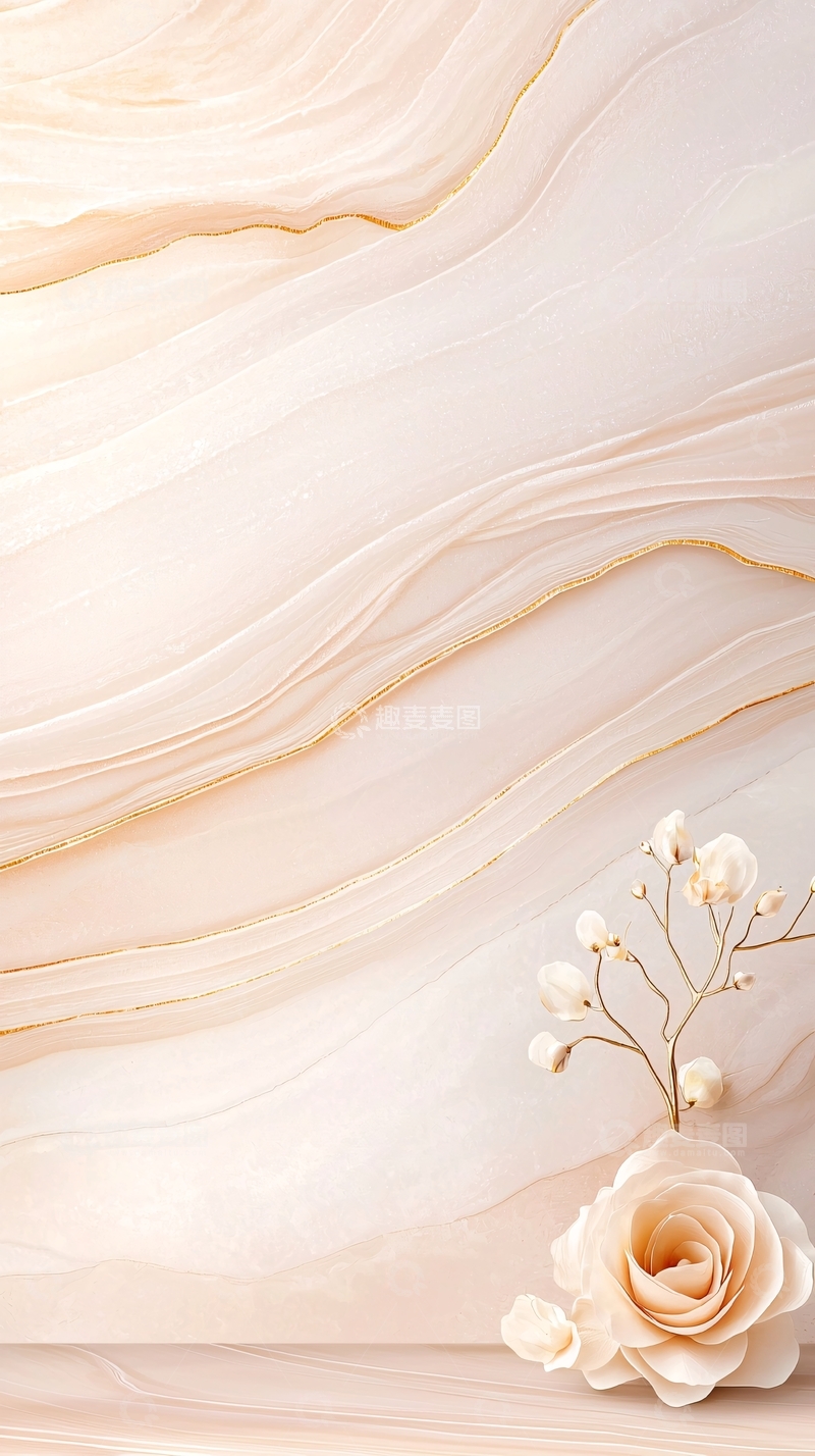 高清大图下载【趣麦麦图】大理石纹理背景搭配花卉