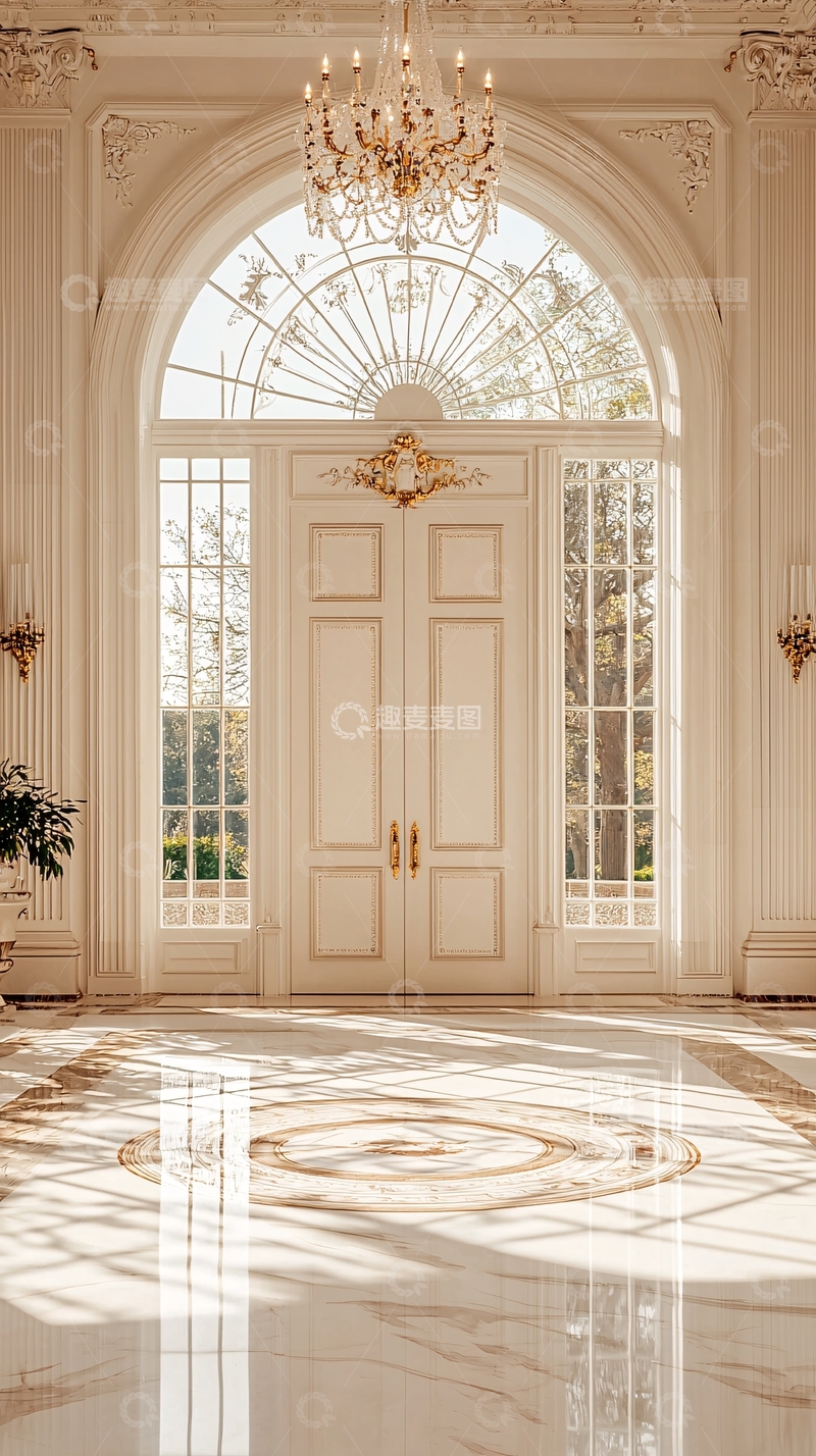 高清大图下载【趣麦麦图】豪华别墅入口大理石地板