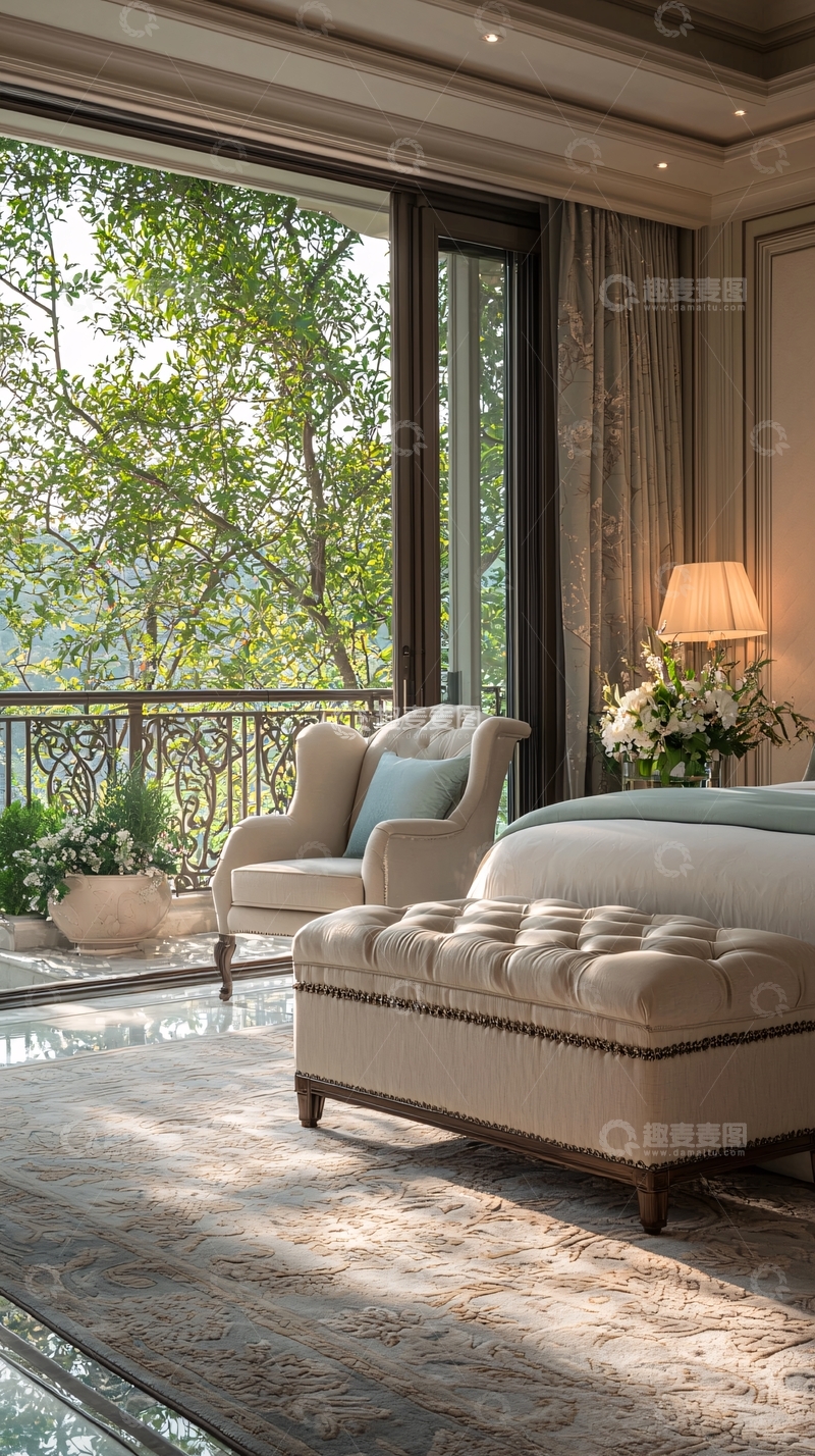 高清大图下载【趣麦麦图】豪华卧室设计与自然景观结合