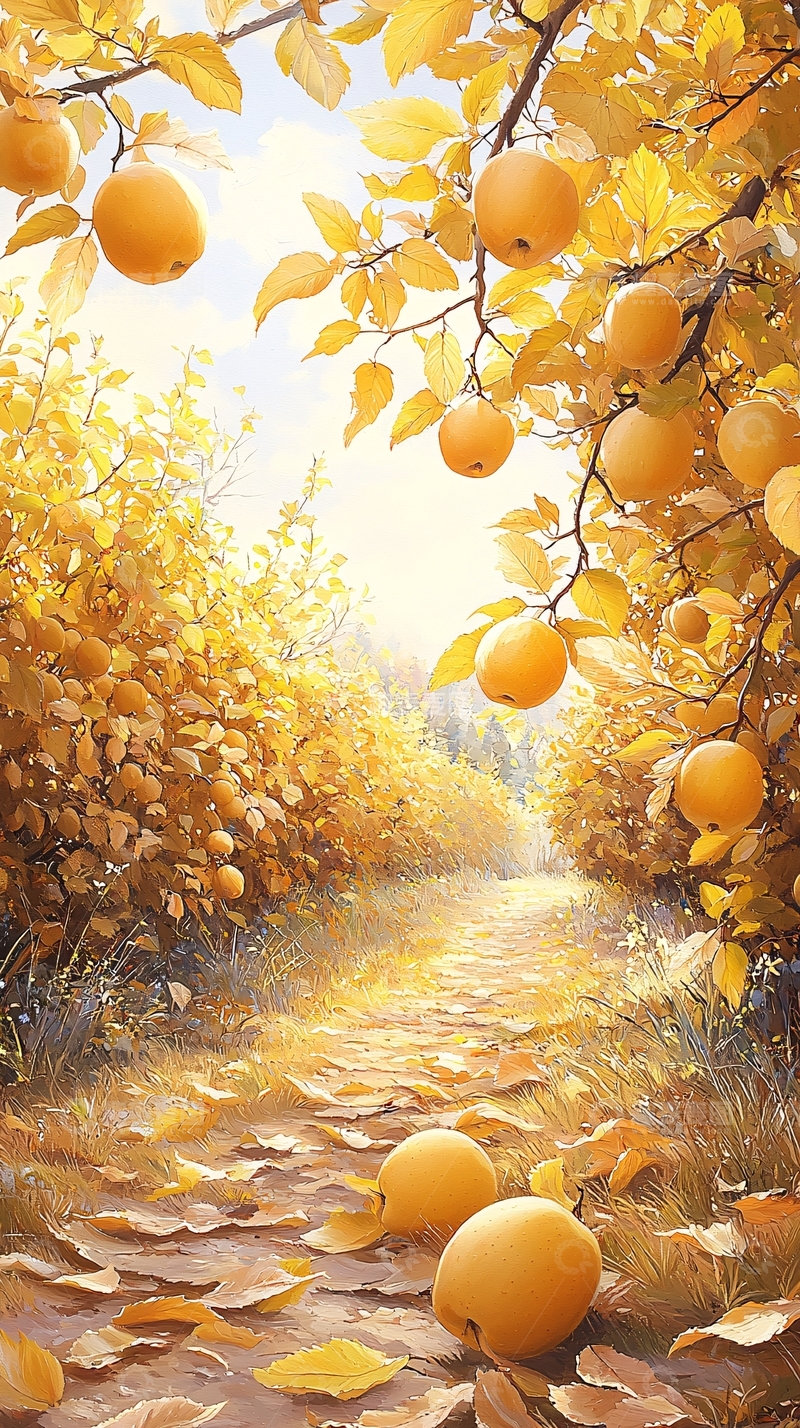 高清大图下载【趣麦麦图】秋日果园丰收景象