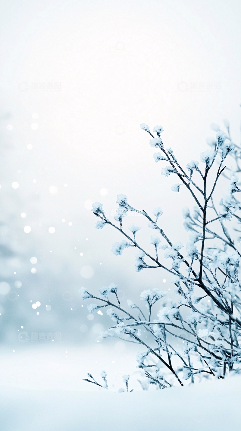 高清大图下载【趣麦麦图】冬日雪景树枝自然风景