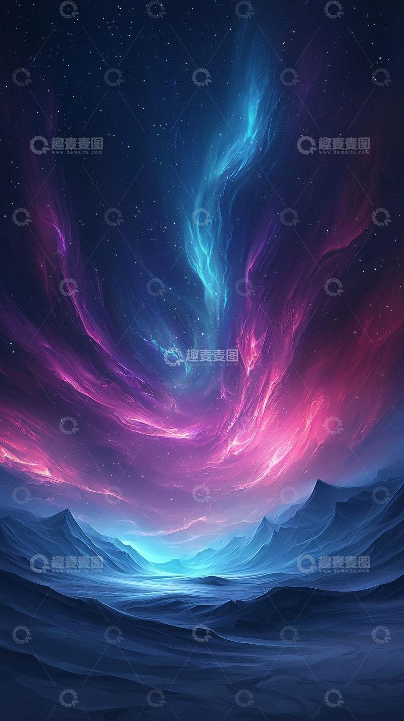 高清大图下载【趣麦麦图】梦幻星空下的山峦