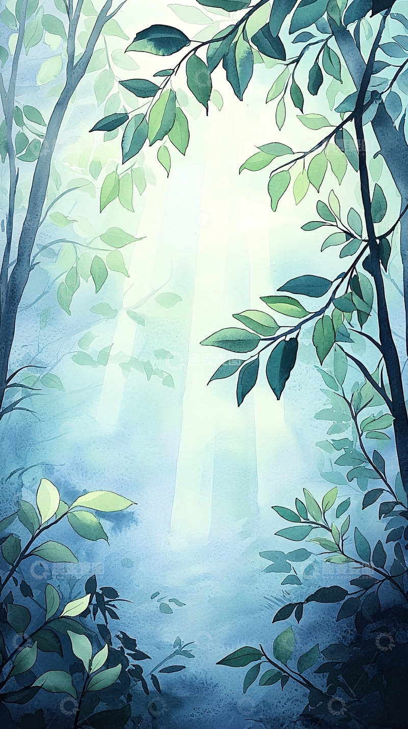 高清大图下载【趣麦麦图】晨雾森林高清图片