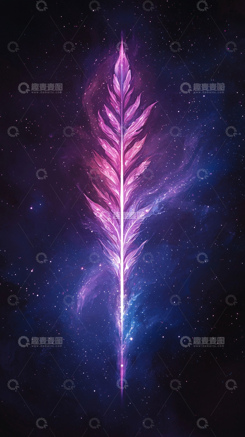 高清大图下载【趣麦麦图】梦幻星空羽毛背景图