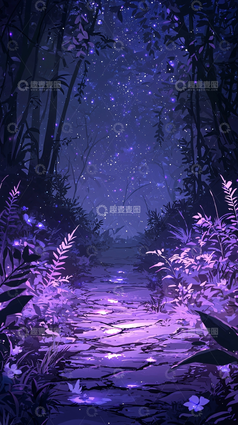 高清大图下载【趣麦麦图】梦幻森林夜景