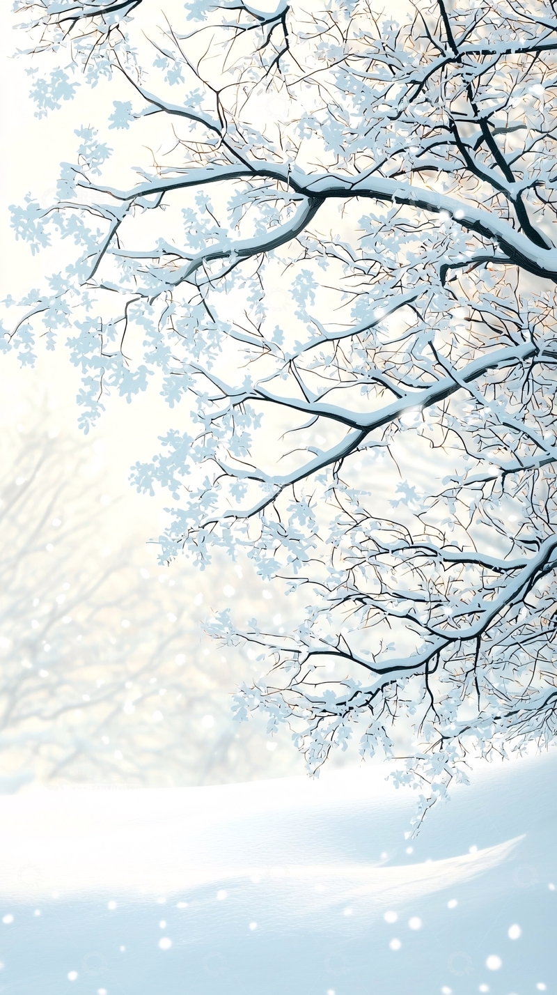 高清大图下载【趣麦麦图】冬日雪景树枝背景